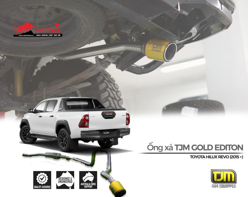 ỐNG XẢ ĐƠN TJM EXHAUST – GOLD CARBON TAIL CHO XE TOYOTA HILUX 2015+